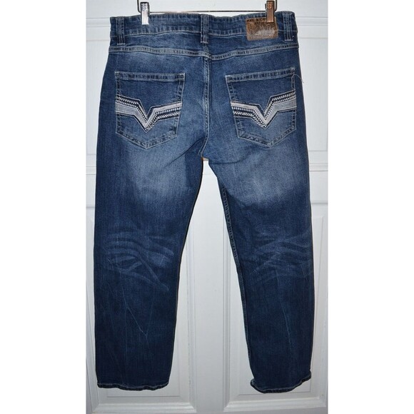 Axe And Crown Mens 32x27 Boot Slim Denim Jeans Embroidered used - Picture 2 of 10